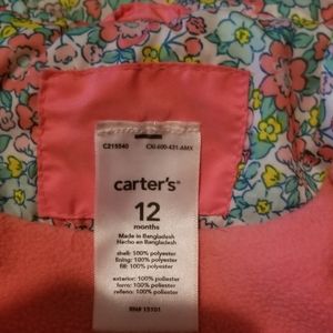 Carters 12M Pink, Lined Jacket, Hooded Coat